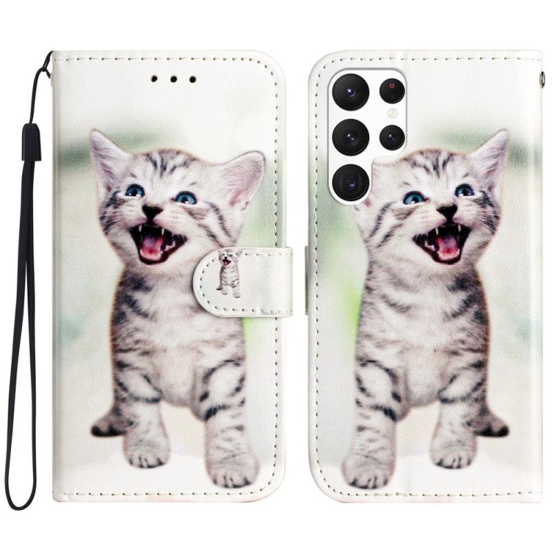 Folio Deksel Samsung Galaxy S24 Ultra 5g Thong Cat Beskyttelse Deksel