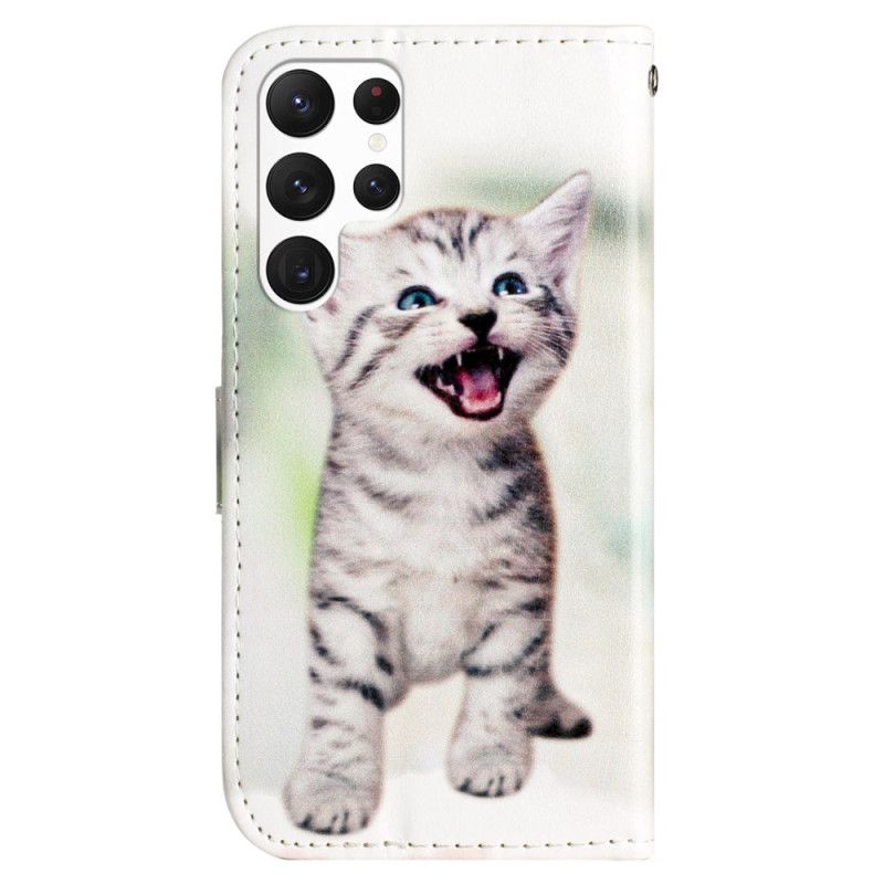 Folio Deksel Samsung Galaxy S24 Ultra 5g Thong Cat Beskyttelse Deksel