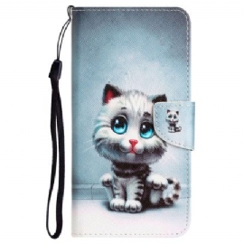 Folio Deksel Til Samsung Galaxy S24 Ultra 5g Blue Eyed Cat Med Stropp