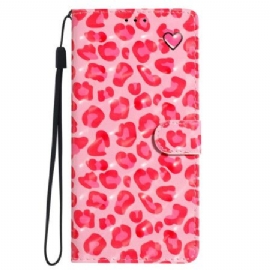 Lærdeksel Folio Deksel Samsung Galaxy S24 Ultra 5g Rosa Leopardtrykk