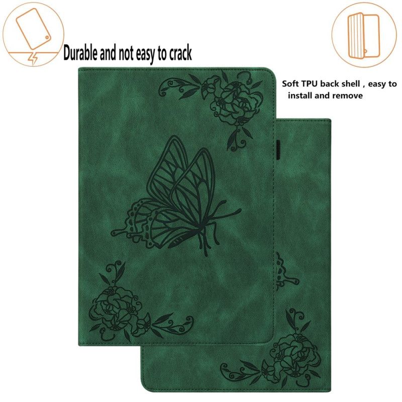 Case Etui Samsung Galaxy Tab S9 Fe Mobildeksel Sommerfugler Og Blomster