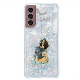 Deksel Samsung Galaxy S24 Plus 5g Flytende Glitterhund