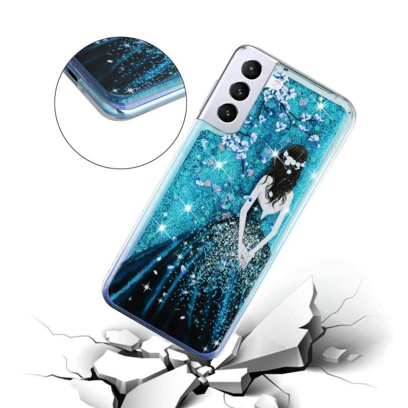 Deksel Samsung Galaxy S24 Plus 5g Mobildeksel Blue Girl Glitter Liquid