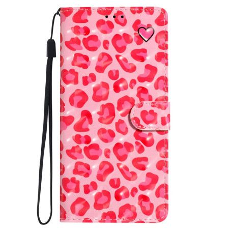 Folio Deksel Samsung Galaxy S24 Plus 5g Rosa Leopardtrykk Med Stropp Beskyttelse Deksel