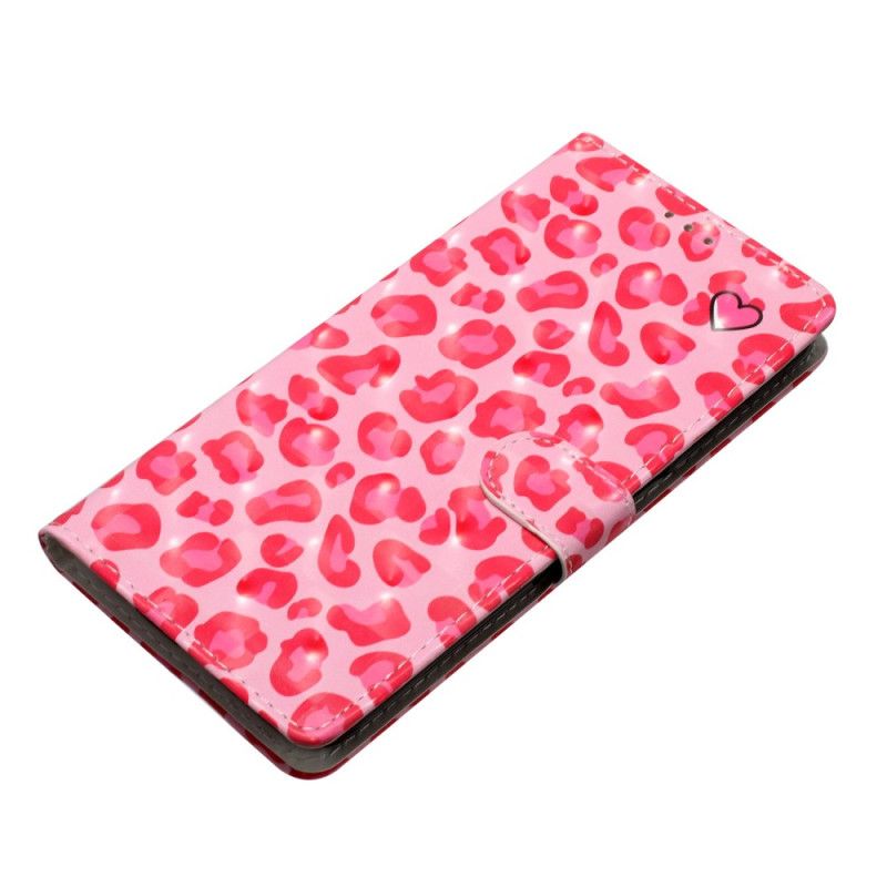 Folio Deksel Samsung Galaxy S24 Plus 5g Rosa Leopardtrykk Med Stropp Beskyttelse Deksel