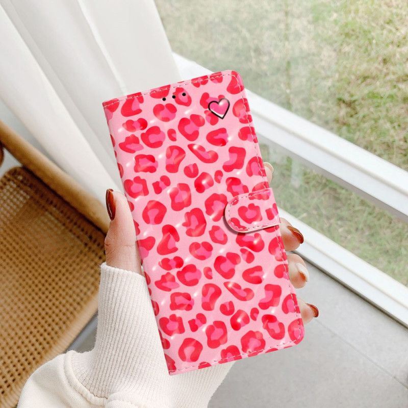 Folio Deksel Samsung Galaxy S24 Plus 5g Rosa Leopardtrykk Med Stropp Beskyttelse Deksel