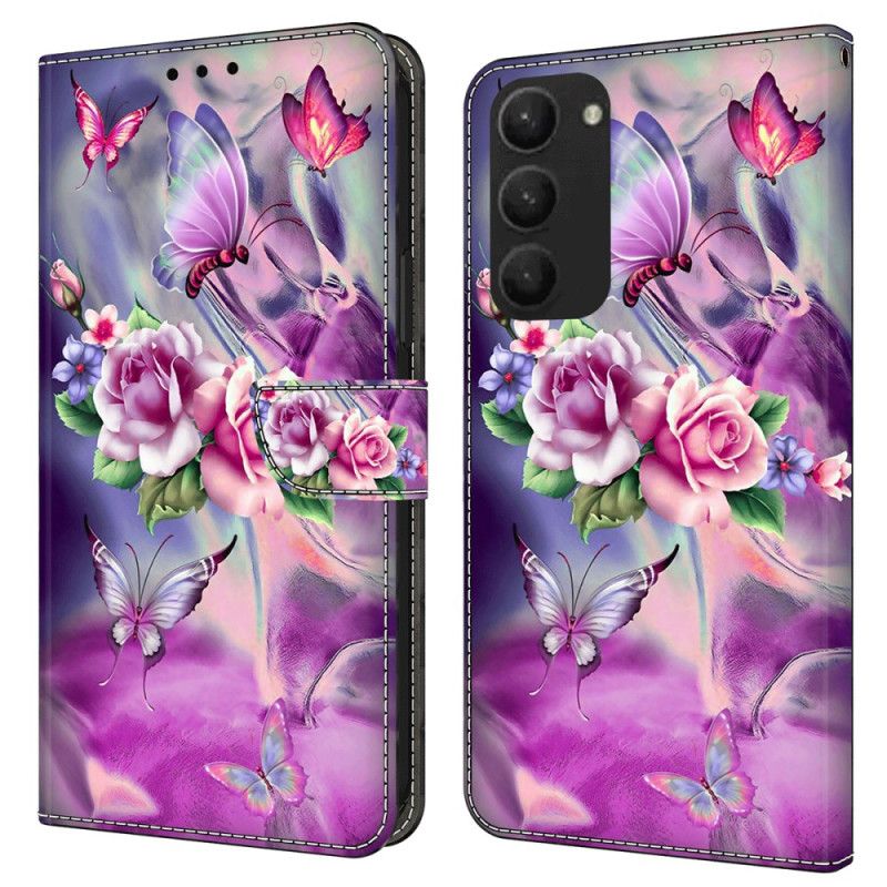 Folio Deksel Samsung Galaxy S24 Plus 5g Sommerfugler Og Blomster Beskyttelse Deksel