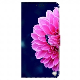 Folio Deksel Til Samsung Galaxy S24 Plus 5g Rosa Blomster På Blå Bakgrunn