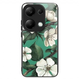 Deksel Til Xiaomi Redmi Note 13 Pro 4g Hvite Blomster Av Herdet Glass