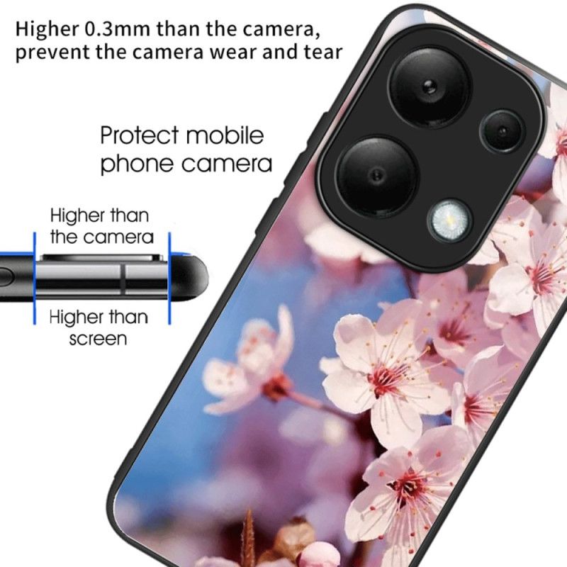 Deksel Xiaomi Redmi Note 13 Pro 4g Ferskenblomster Av Herdet Glass Beskyttelse Deksel