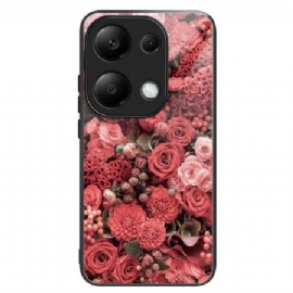 Deksel Xiaomi Redmi Note 13 Pro 4g Røde Og Rosa Blomster Av Herdet Glass