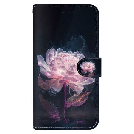 Lærdeksel Folio Deksel Xiaomi Redmi Note 13 Pro 4g Mobildeksel Purple Peony Strap Case