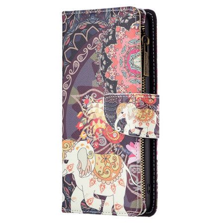 Lærdeksel Folio Deksel Xiaomi Redmi Note 13 Pro 4g Mobildeksel Tribal Elephant Lommebok Med Stropp