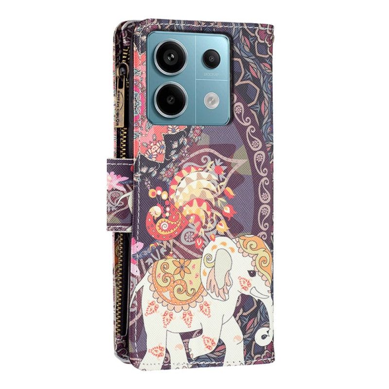 Lærdeksel Folio Deksel Xiaomi Redmi Note 13 Pro 4g Mobildeksel Tribal Elephant Lommebok Med Stropp