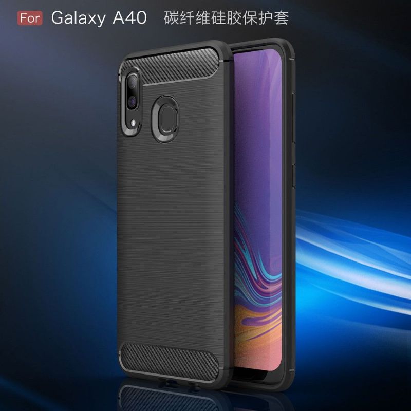 Deksel Til Samsung Galaxy A40 Anti-fall Carbon Børstet Gel