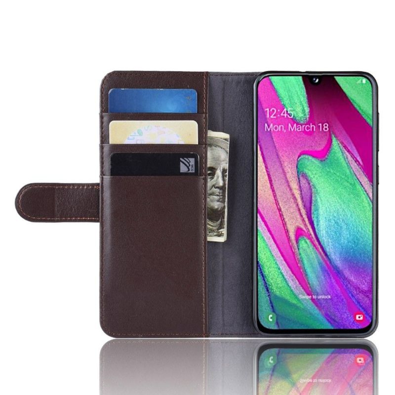 Etui Til Samsung Galaxy A40 Premium Skinn - Brun