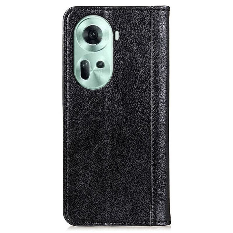 Folio Deksel Lær Oppo Reno 11 5g Mobildeksel Litchi Texture Split Leather