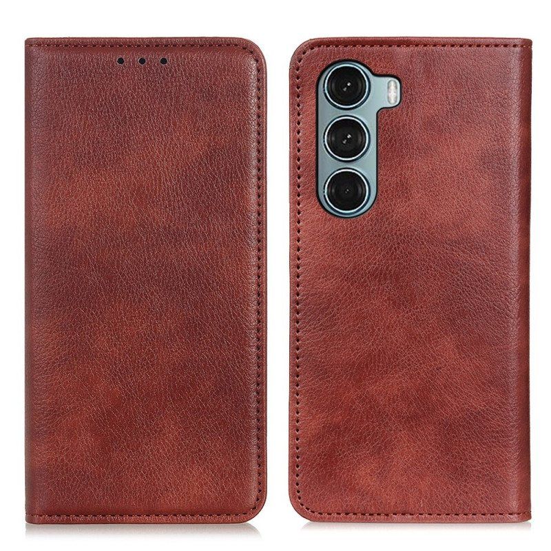 Beskyttelse Deksel Til Moto G200 5G Folio Deksel Lychee Split Leather Texture