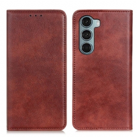 Beskyttelse Deksel Til Moto G200 5G Folio Deksel Lychee Split Leather Texture