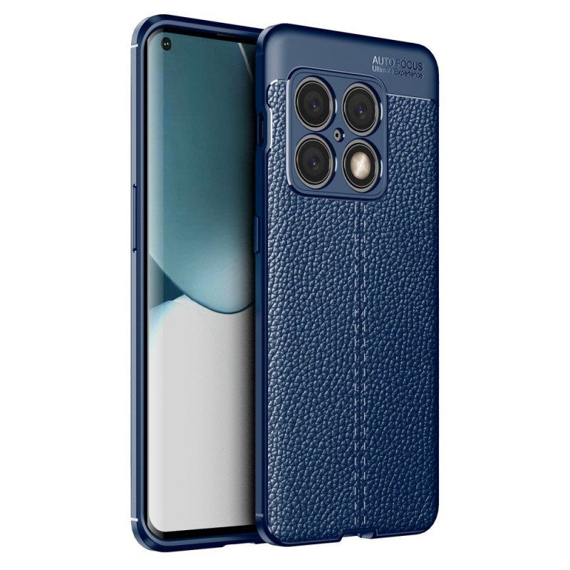 Deksel Til OnePlus 10 Pro 5G Dobbel Linje Litchi Leather Effect