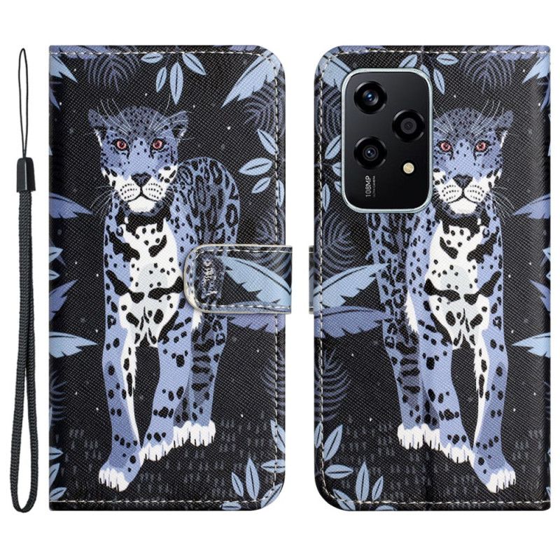 Folio Deksel Honor 200 Lite Leopardmønster Med Stropp