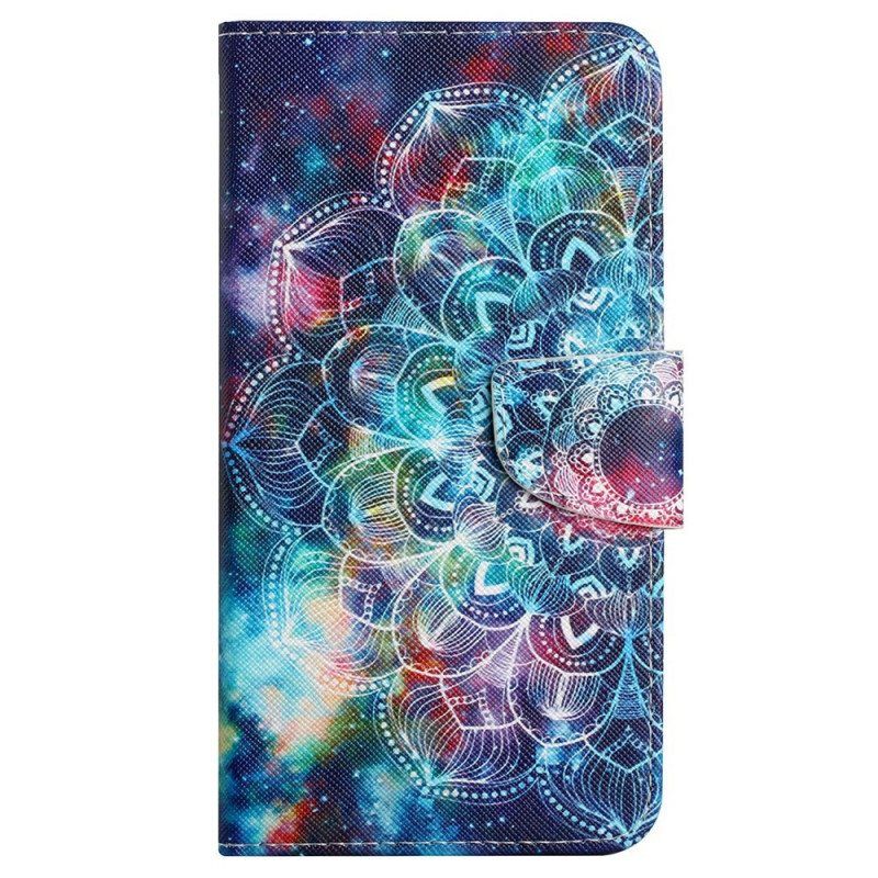 Folio Deksel Til Samsung Galaxy A13 Med Kjede Prangende Strappy Mandala