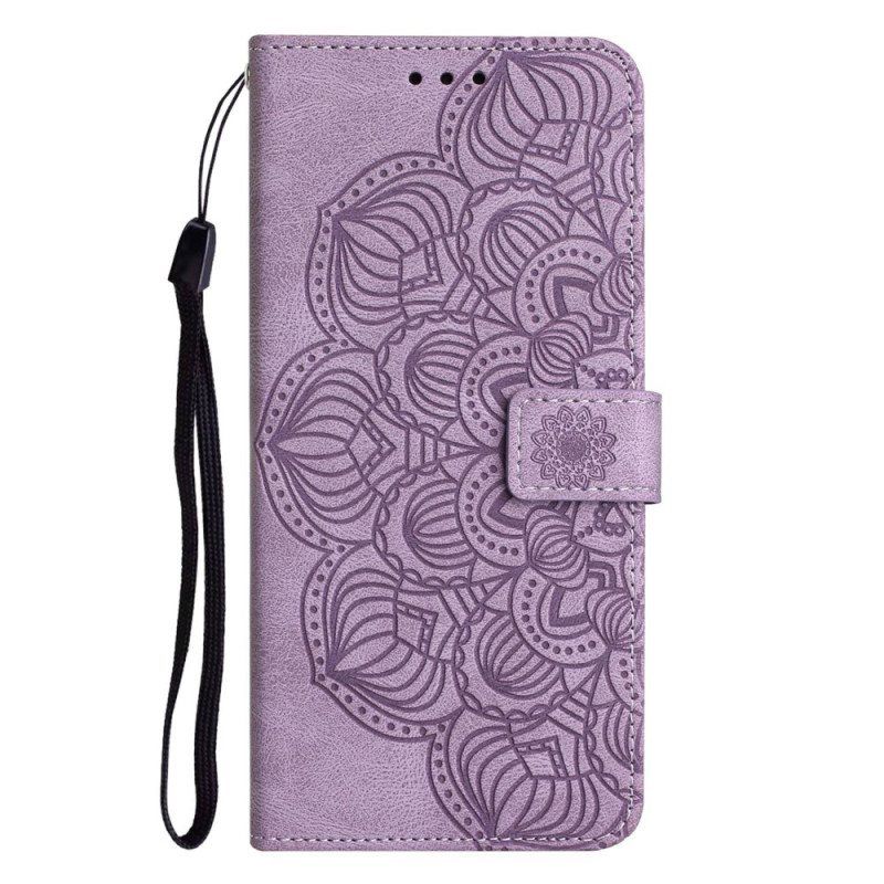 Folio Deksel Til Samsung Galaxy A13 Med Kjede Vintage Strappy Mandala