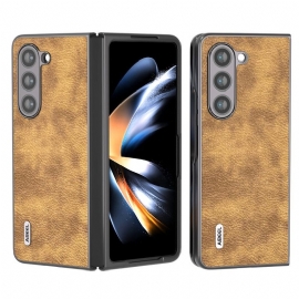 Deksel Samsung Galaxy Z Fold 5 Litchi Kunstskinn Abeel Beskyttelse Deksel