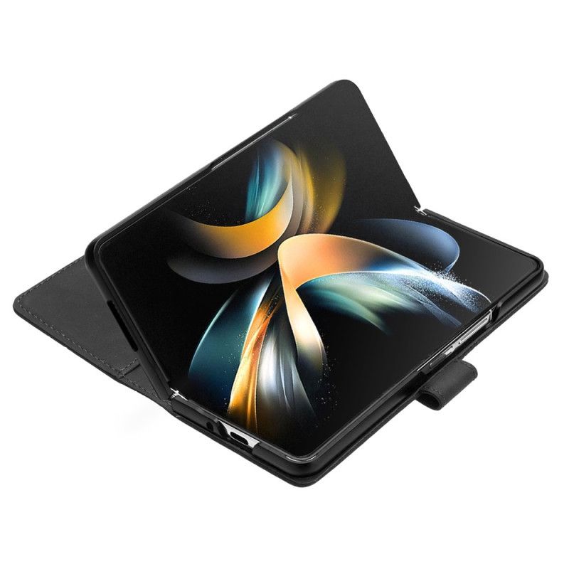 Lærdeksel Folio Deksel Samsung Galaxy Z Fold 5 Mobildeksel Trekantmønster Med Skulderstropp