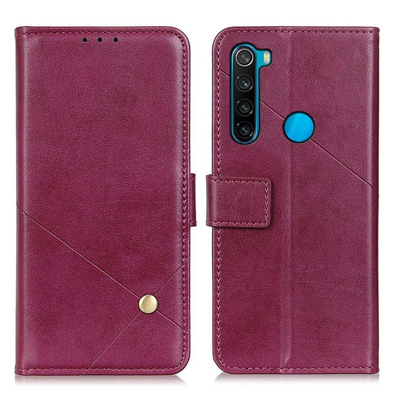 Folio Deksel Til Xiaomi Redmi Note 8 2021 Lærdeksel Faux Leather Klaff Med Nagle