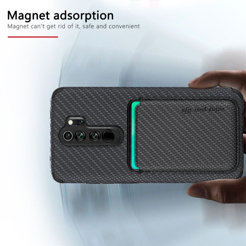 Mobildeksel Til Xiaomi Redmi Note 8 2021 Magnetisk Kortholder I Karbonfiber