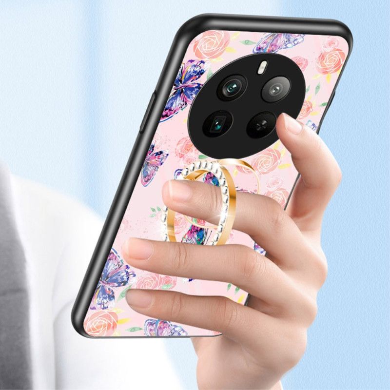 Deksel Realme 12 Pro / 12 Pro Plus Mobildeksel Ring-støtte Butterfly Series I Herdet Glass