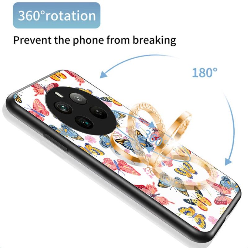 Deksel Realme 12 Pro / 12 Pro Plus Mobildeksel Ring-støtte Butterfly Series I Herdet Glass