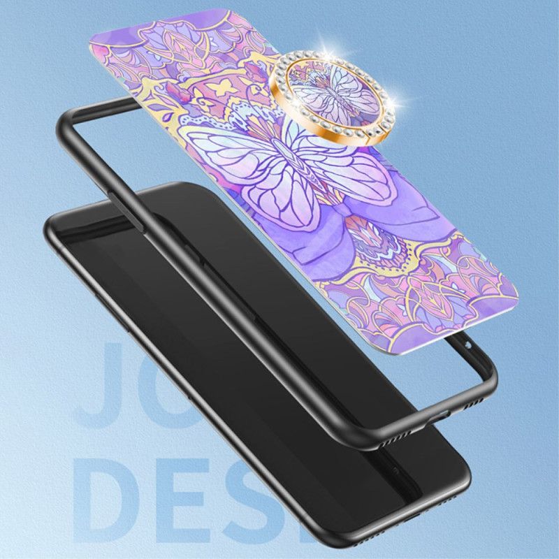 Deksel Realme 12 Pro / 12 Pro Plus Mobildeksel Ring-støtte Butterfly Series I Herdet Glass