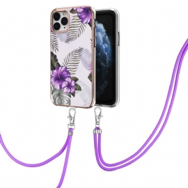 Deksel Til iPhone 11 Pro Max Med Snor Eksotiske Blomster