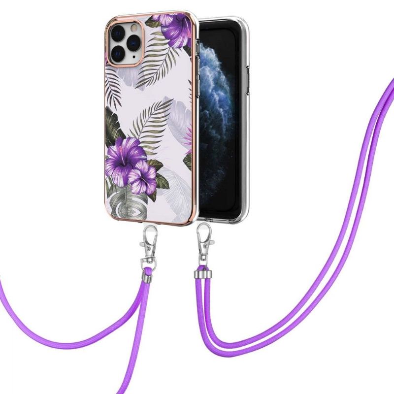 Deksel Til iPhone 11 Pro Max Med Snor Eksotiske Blomster