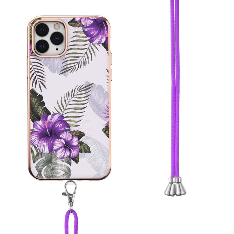 Deksel Til iPhone 11 Pro Max Med Snor Eksotiske Blomster