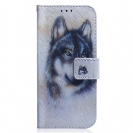 Lærdeksel Til Xiaomi Redmi Note 12 5G Med Kjede Strappy Watercolor Wolf