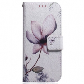 Folio Deksel Til Moto G73 5G Med Kjede Strappy Rose Flower