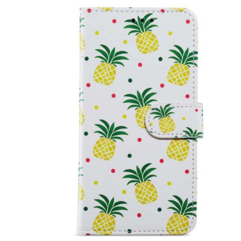 Lærdeksel Til Moto G73 5G Med Kjede Strappy Ananas