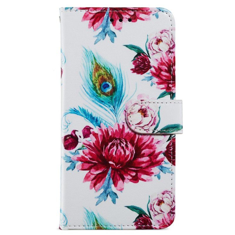 Lærdeksel Til Moto G73 5G Med Kjede Strappy Floral