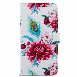 Lærdeksel Til Moto G73 5G Med Kjede Strappy Floral