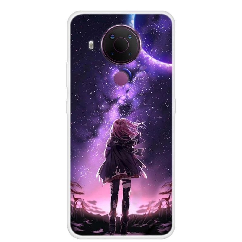 Deksel Til Nokia 3.4 / Nokia 5.4 Full Moon Girl Illustrasjon