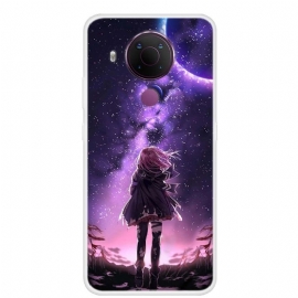 Deksel Til Nokia 3.4 / Nokia 5.4 Full Moon Girl Illustrasjon