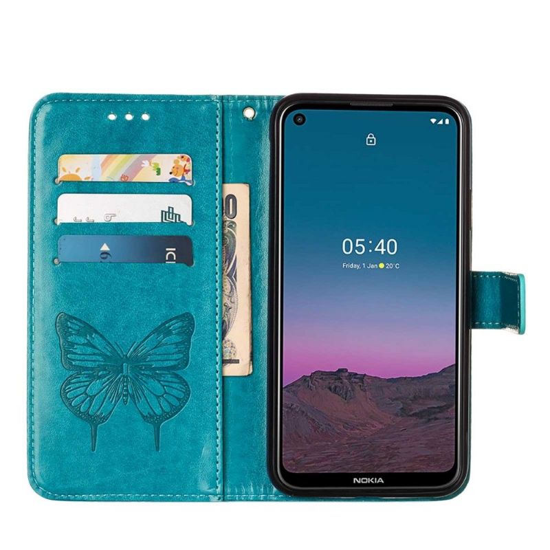 Folio Deksel Til Nokia 3.4 / Nokia 5.4 Kortholder For Sommerfuglblomst