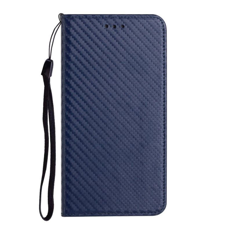 Beskyttelse Deksel Til Samsung Galaxy A54 5G Med Kjede Folio Deksel Strappy Carbon Fiber Style