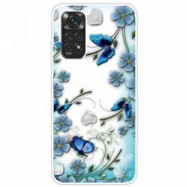 Deksel Til Xiaomi Redmi Note 11 / 11S Sømløse Retro Sommerfugler Og Blomster