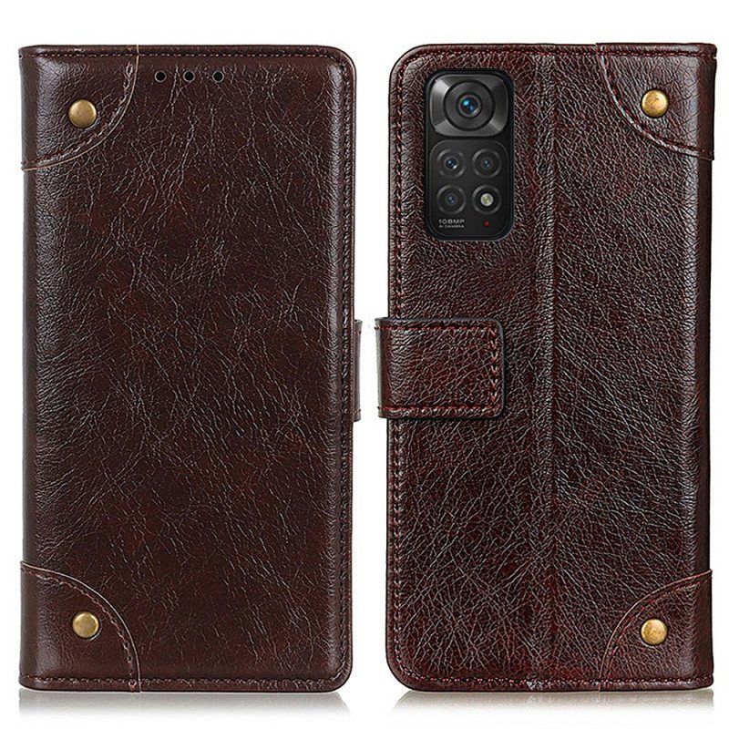 Folio Deksel Til Xiaomi Redmi Note 11 / 11S Stil Nappa Leather Vintage Nagler