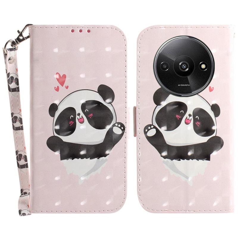 Folio Deksel Poco C61 Panda Love Med Stropp