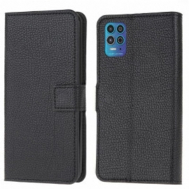 Folio Deksel Til Moto G100 Litchi Grain Leather Effect